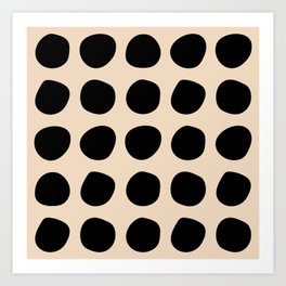 Irregular Polka Dots black and cream Art Print