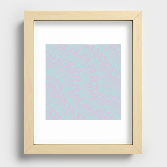 Warped Checks - Lilac and Aqua Recessed Framed Print