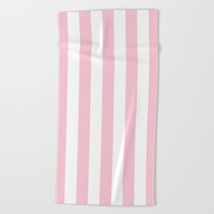 Vertical Stripes Pastel Pink And White Vertical Lines Vintage Geometric Retro Modern Minimal Pattern Beach Towel