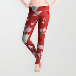 Valentine's Day Love and Bouquets Leggings