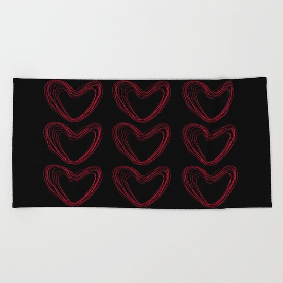 Red Hearts Beach Towel