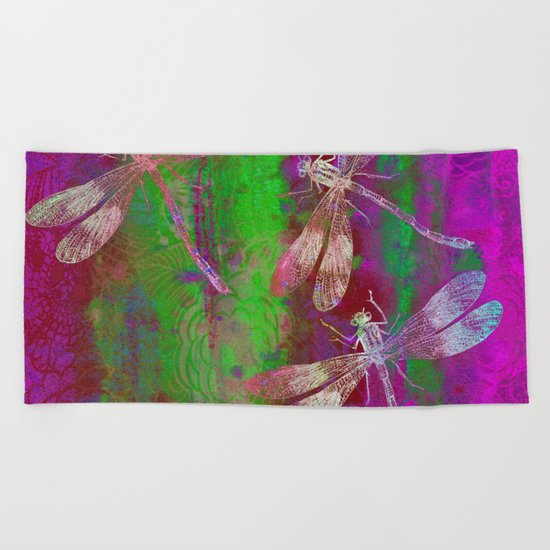A Dragonflies QR Beach Towel