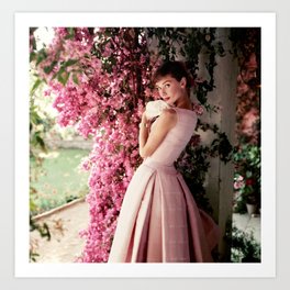 Audrey Hepburn Flowers Art Print