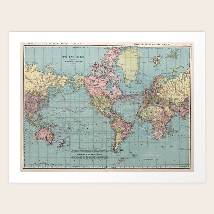 Vintage Map of The World (1912) Art Print by BravuraMedia | Society6