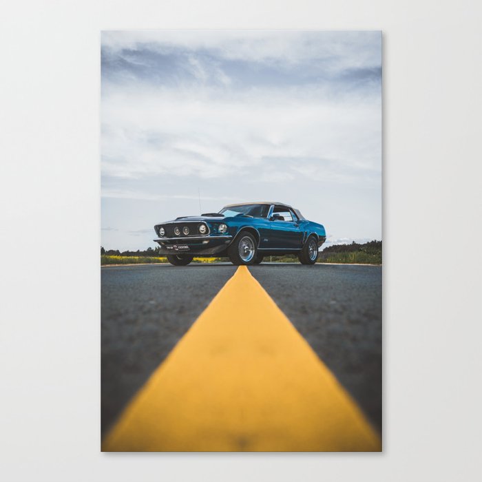Vintage convertible classic Mustang American Muscle car automobile transportation color photograph / photography poster posters Canvas Print
