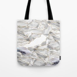 White and Gold Agate Tote Bag