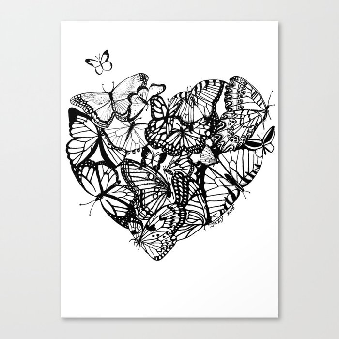 Butterflies +heart  Canvas Print