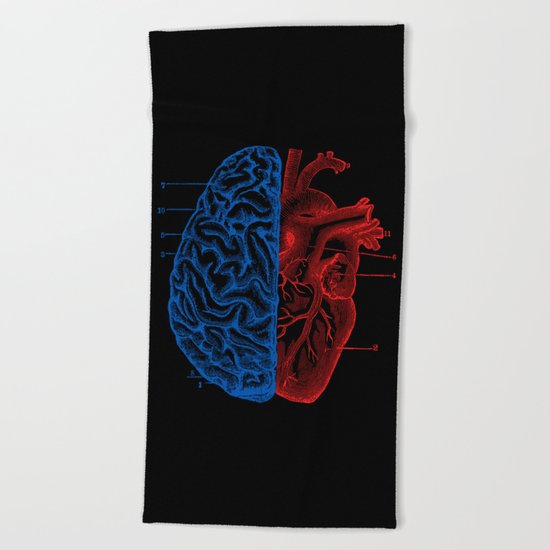 Heart and Brain Beach Towel
