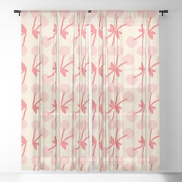 cherries gift - pink, red and cream Sheer Curtain