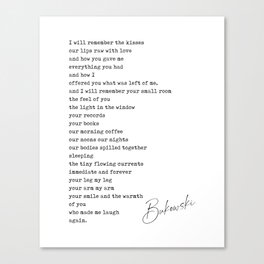 Raw with love - Charles Bukowski Poem - Literature - Typewriter Print Canvas Print