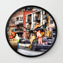 Road roller and asphalt paving machine Wall Clock