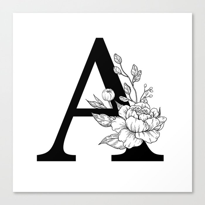 A botanical monogram. Letter initial with peonies Canvas Print by epine | Society6