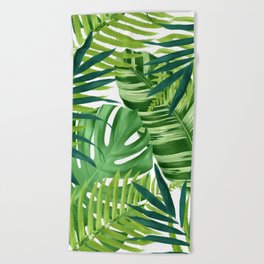 Tropical leaves III Beach Towel