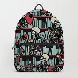 Bookish Public Library Skeleton Goth Librarian Books Pattern Backpack