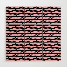 Tiger Wild Animal Print Pattern 336 Black and Pink Wood Wall Art