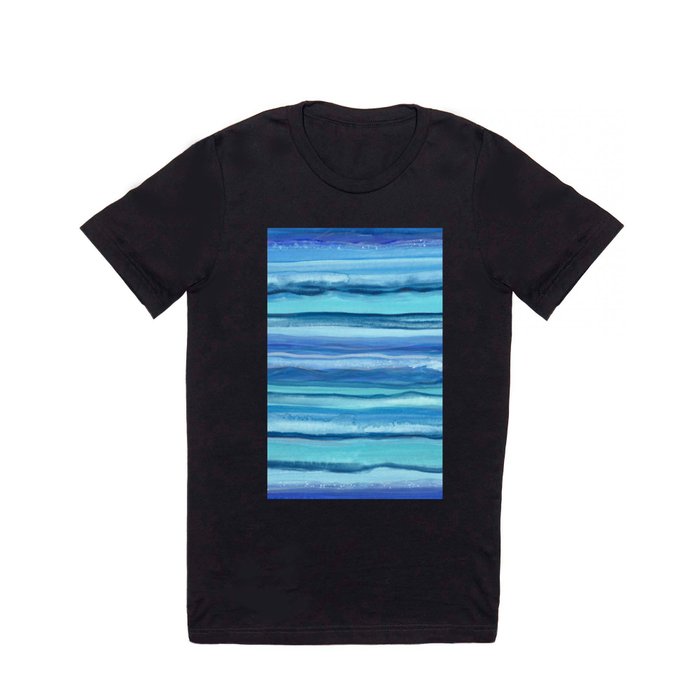 Blue Ocean Stripes Horizontal T Shirt