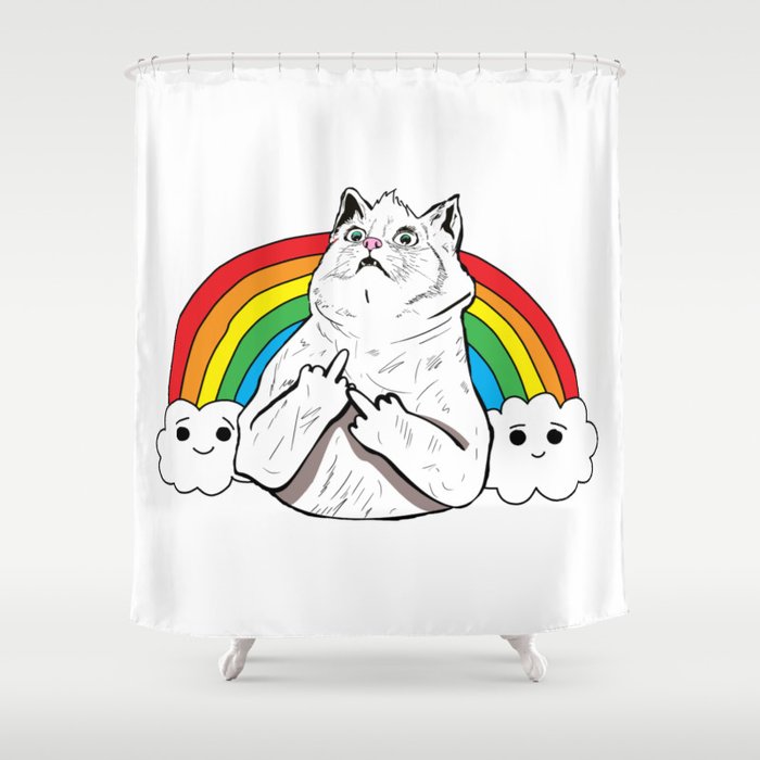 Fluff Off Rainbow Cat Shower Curtain By Lovelydesigns Society6
