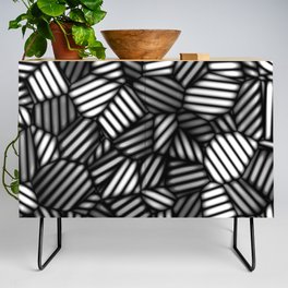 Grayscale Leaves Pattern Credenza
