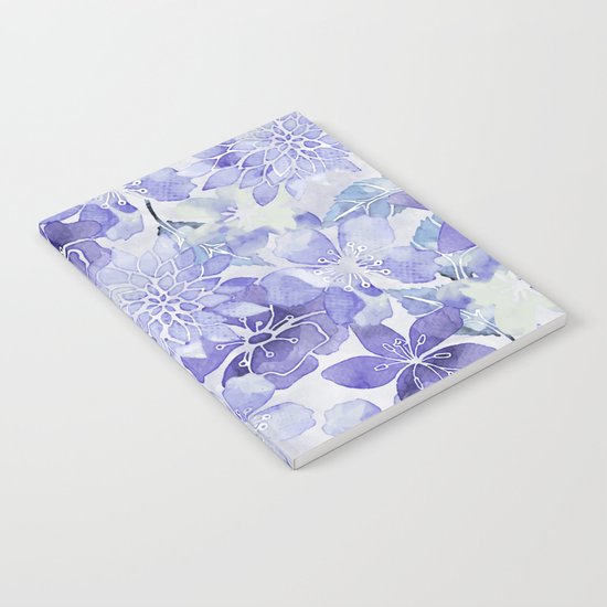 Purple Flower watercolor allover pattern Notebook