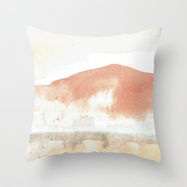 Terra Cotta Hills Abstract Desert Mountain Landsape with Watercolor Throw Pillow
