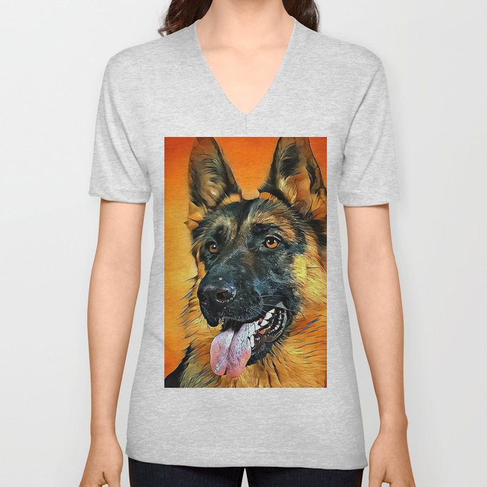 German Shepherd Dog V Neck T Shirt