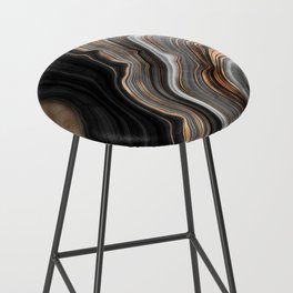 Elegant black marble with gold and copper veins Bar Stool