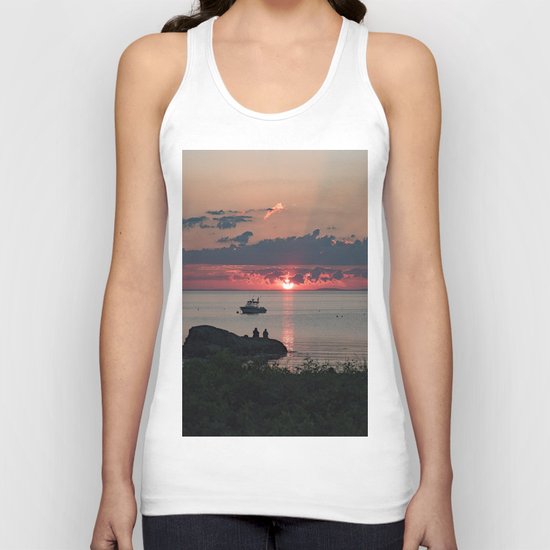 Sunset on the rocks Unisex Tank Top