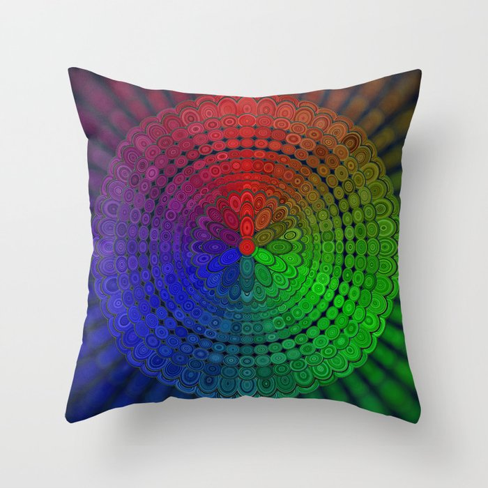 RGB Mandala Throw Pillow