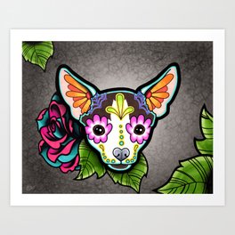 Chihuahua in Moo - Day of the Dead Sugar Skull Dog Art Print