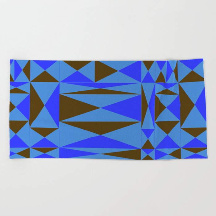 Abstraction_GEOMETRIC_BLUE_TRIANGLE_PATTERN_POP_ART_1130A Beach Towel