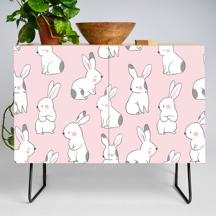 Cute Bunny Rabbits - Pink Credenza