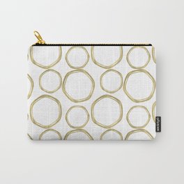 White & Gold Circles Carry-All Pouch