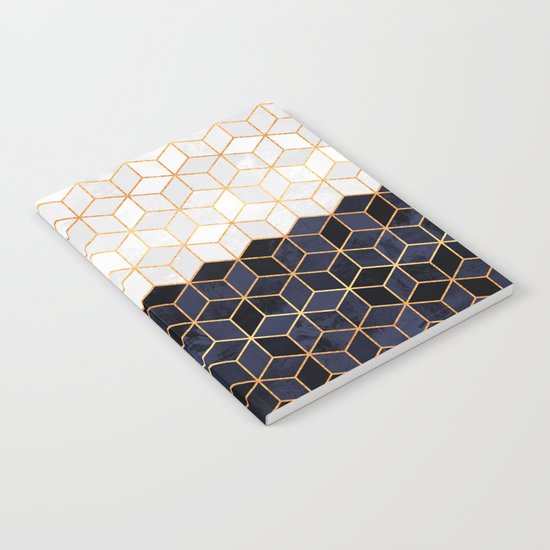 White & Navy Cubes Notebook