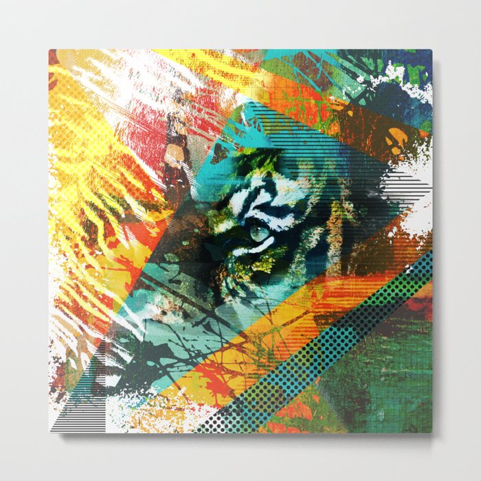 Bengal Tiger in  Abstract Paint Digital art Metal Print