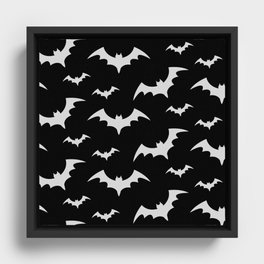 Halloween Bats Black & Grey Framed Canvas