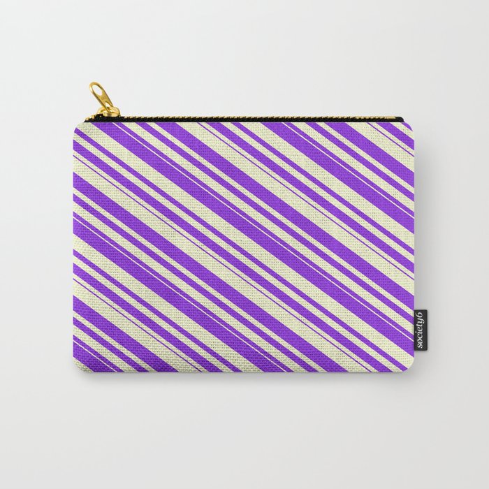 Purple & Light Yellow Colored Stripes/Lines Pattern Carry-All Pouch