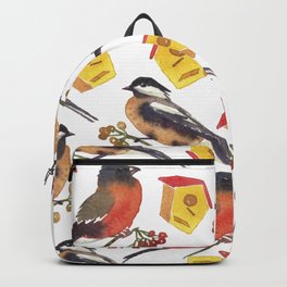 Bird'shome Backpack | Red, Berries, Autumnal, Birdhouse, Birds, Seasons, Pattern, Nest, Nature, Autumn 