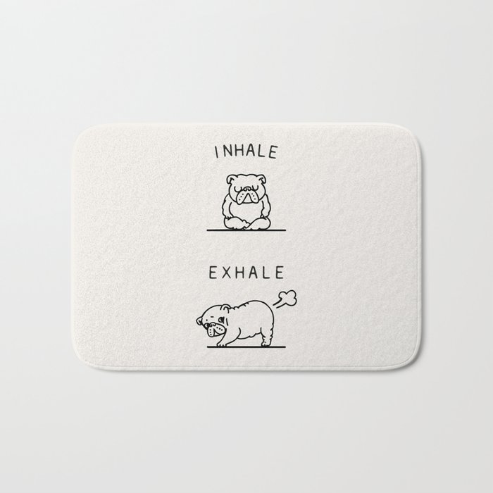 Inhale Exhale English Bulldog Bath Mat