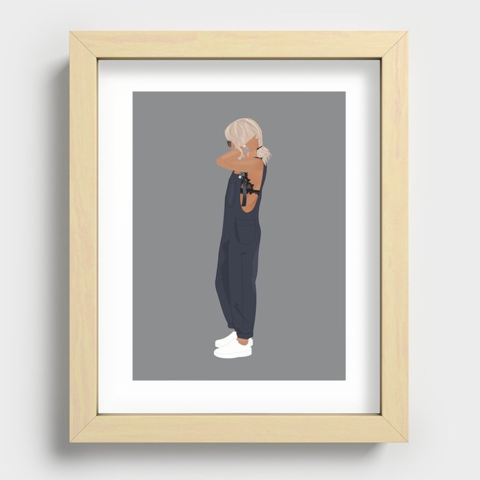 Dungarees and Lace Illustration Recessed Framed Print