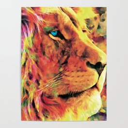 Mr Lion - Modern oil painting Poster