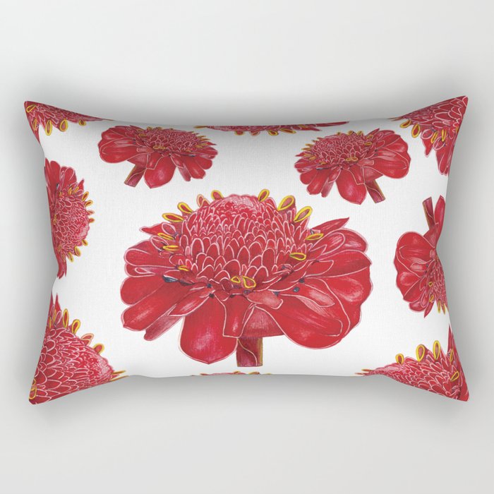 Floral Theme- Ginger Lily Watercolor Illustration Rectangular Pillow