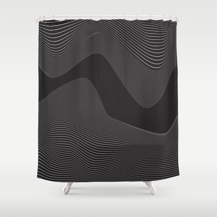 Line Waves DIGITAL TRENCH Shower Curtain