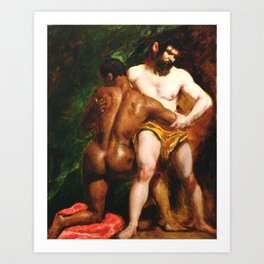 The Wrestlers by William Etty 1840 Art Print
