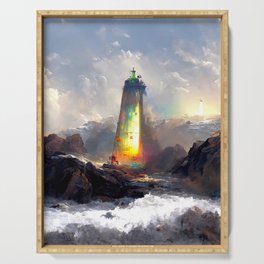Lighthouse Art - A Ray of Light B Serving Tray