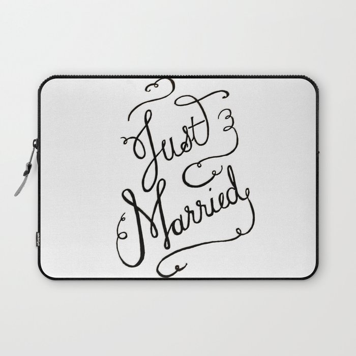 Just Married - hand lettered wedding sign, clligraphy Laptop Sleeve