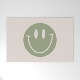 Sage Green Smiley Face Welcome Mat