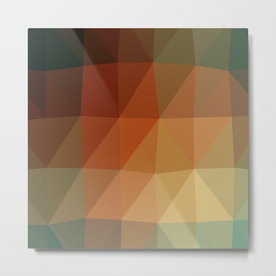 Shades Of Green And Brown Triangle Abstract Metal Print