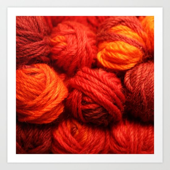 Many Balls of Wool in Shades of Red Art Print