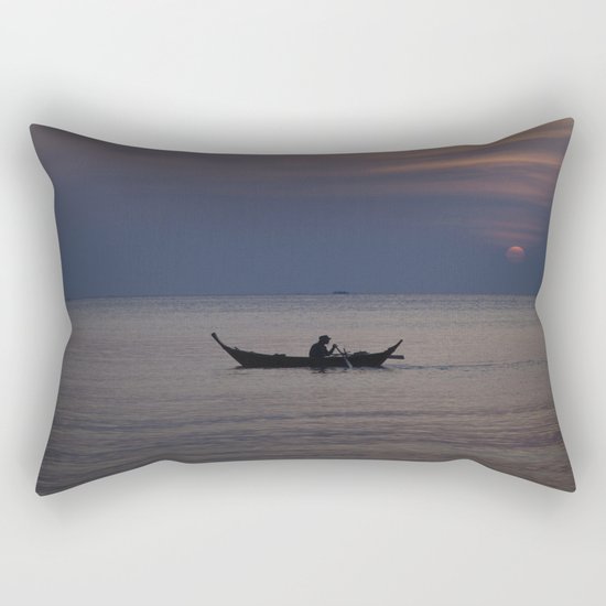 Rowing into the sunset II Rectangular Pillow