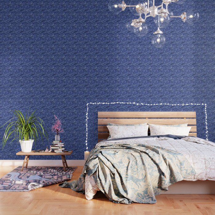 Blue Diamond Studded Glam Pattern Wallpaper